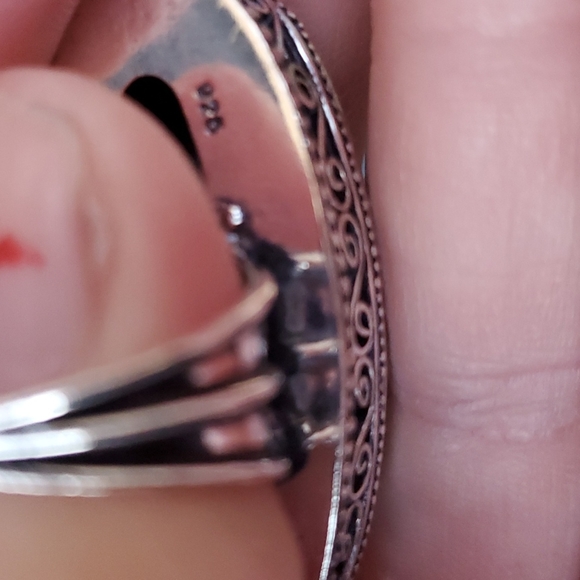 New Silver Sheen Obsidian 925 Silver Statement Ring. - Picture 12 of 13